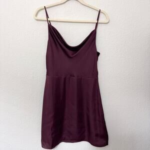 Aritzia Sunday Best Womens Spencer Mini Slip Dress Size 8 Satin Cowl Dark Red